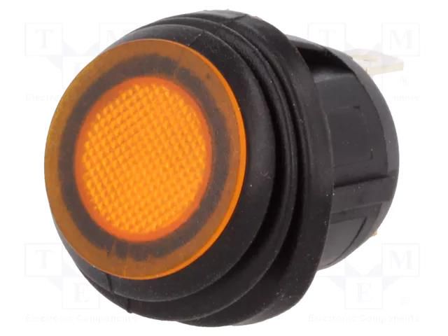 ROCKER; SPST; Pos: 2; ON-OFF; 20A/14VDC; yellow; IP65; LED; 14V; 50mΩ SCI R13-112B8-02-BBY