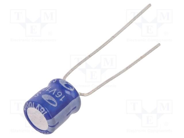 Capacitor: electrolytic; THT; 100uF; 16VDC; Ø6.3x7mm; Pitch: 5mm SAMWHA SS1C107M6L007PA580