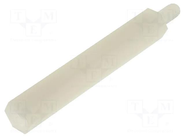 Screwed spacer sleeve; hexagonal; polyamide; M3; M3; 33mm FIX&FASTEN TP-33