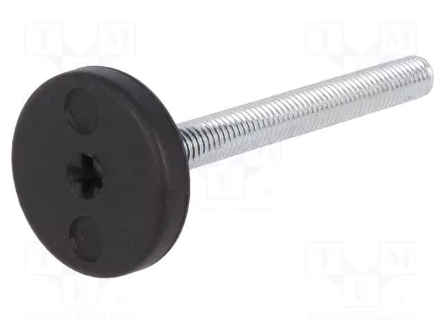 Foot; rigid,with screwdriver slot,with lever; Base dia: 30mm ELESA+GANTER LX.30SW17-M10X53S