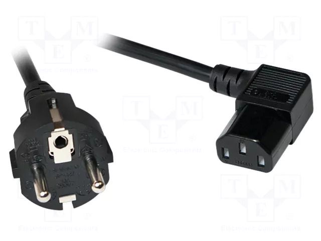 Cable; CEE 7/7 (E/F) plug,IEC C13 female angled right; 2m; 10A LOGILINK CP117