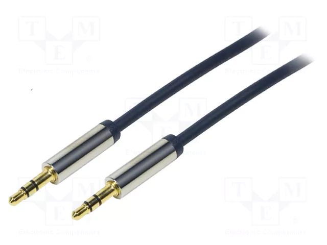 Cable; Jack 3.5mm 3pin plug,both sides; 300mm; dark blue; PVC LOGILINK CA10030
