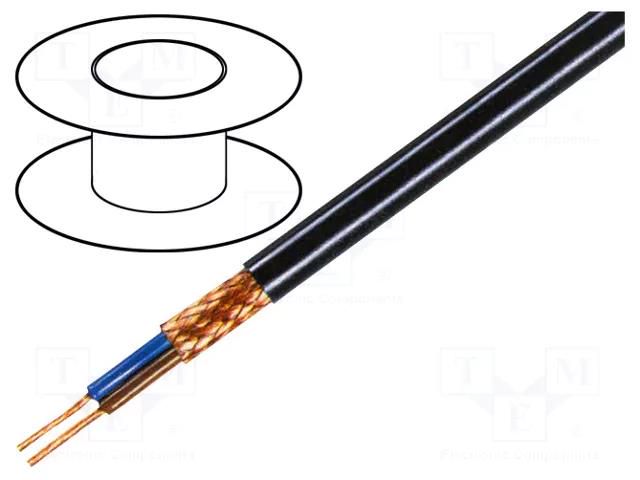 Wire; 1x0.5mm2; shielded,braid made of copper wires; black; 49V TASKER TAS-C1050