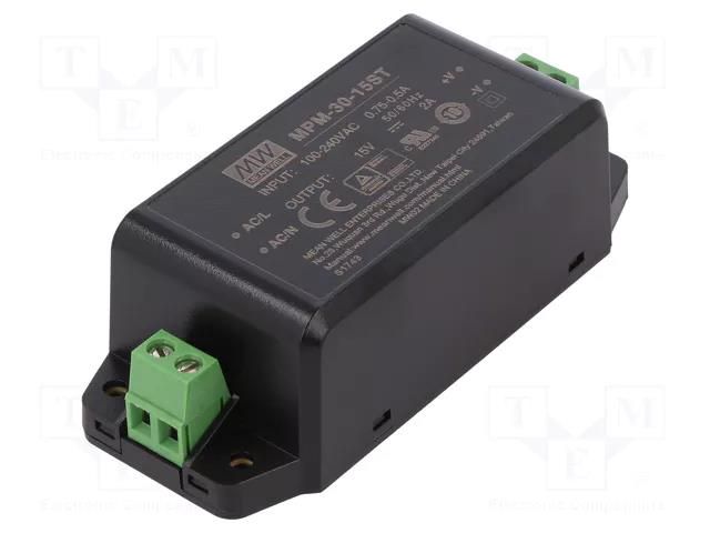 Power supply: switching; for building in,modular; 30W; 15VDC; 2A MEAN WELL MPM-30-15ST