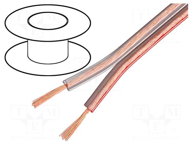 Wire: loudspeaker cable; 2x0.35mm2; stranded; Cu; transparent TECHNOKABEL TLYP-2X0.35TR