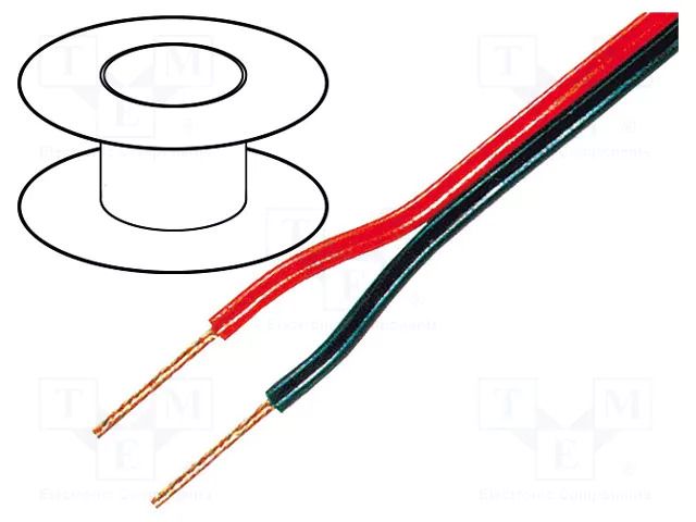 Wire: loudspeaker cable; 2x0.35mm2; stranded; OFC; black-red; 49V TASKER TAS-C101-0.35