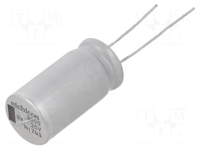 Capacitor: electrolytic; low ESR; THT; 3000uF; 25VDC; Ø16x25mm NICHICON UBY1E302MHL