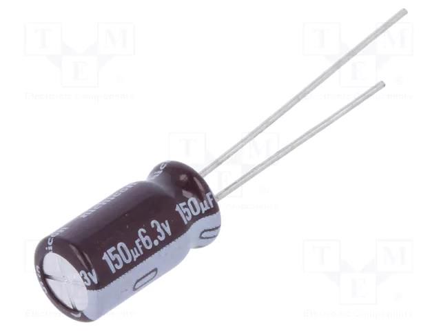 Capacitor: electrolytic; low ESR; THT; 150uF; 6.3VDC; Ø6.3x11mm NICHICON UPV0J151MGD
