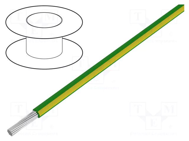 Wire; HookUp Wire; stranded; Cu; 20AWG; PVC; green-yellow; 300V ALPHA WIRE 3053-GY005