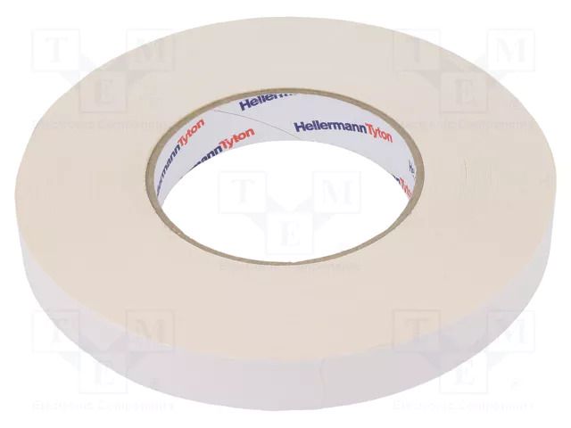 Tape: textile; W: 19mm; L: 50m; Thk: 0.31mm; white; 64N/cm; 10%; cotton HELLERMANNTYTON HTAPE-TEX-19X50WH