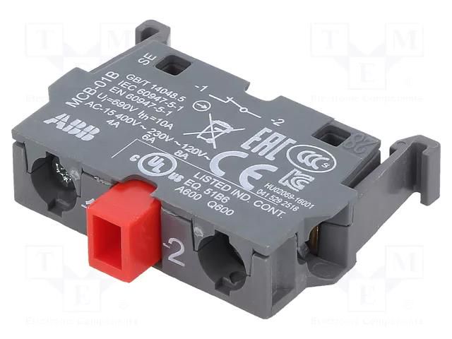 Contact block; 22mm; for back plate; Contacts: NC ABB MCB-01B