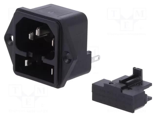 Connector: AC supply; socket; male; 10A; 250VAC; C14 (E); 1062 SCHURTER 4304.6015