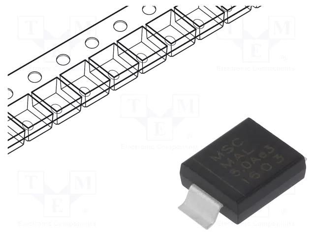 Diode: TVS; 3kW; 6.4V; 326A; unidirectional; ±5%; DO215AB; reel,tape MICROCHIP TECHNOLOGY MASMLG5.0AE3