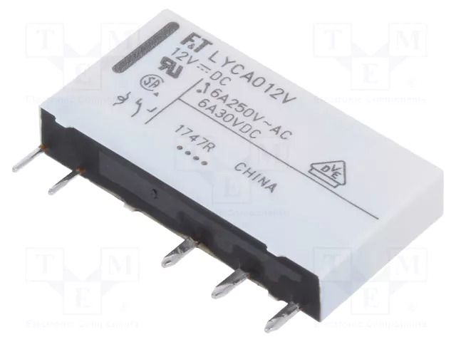 Relay: electromagnetic; SPDT; Ucoil: 12VDC; 6A; 6A/250VAC; 6A/24VDC FCL Components FTR-LYCA012V
