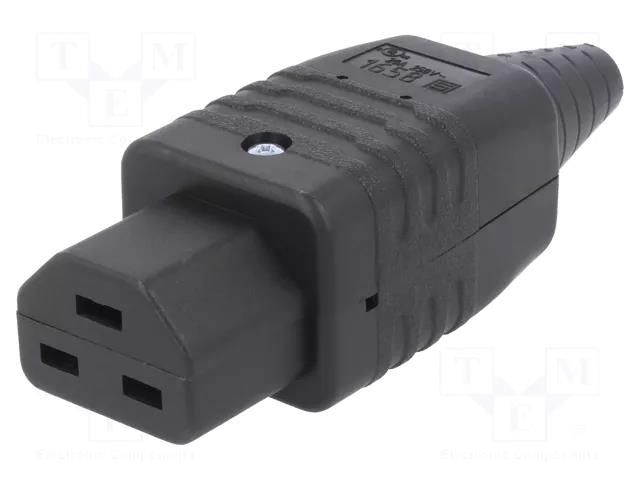 Connector: AC supply; plug; female; 16A; 250VAC; IEC 60320; black SCHURTER 1658.0000