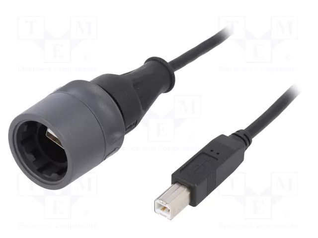 Cable; USB 2.0; USB A plug,USB B plug; 2m; IP66,IP68,IP69K; 1A BULGIN PXP6040/A/2M00
