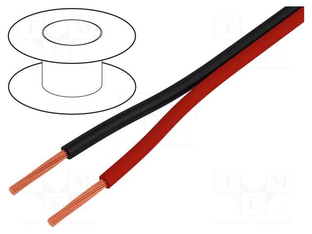 Wire: loudspeaker cable; 2x1mm2; stranded; CCA; black-red; PVC TASKER TAS-TSK53