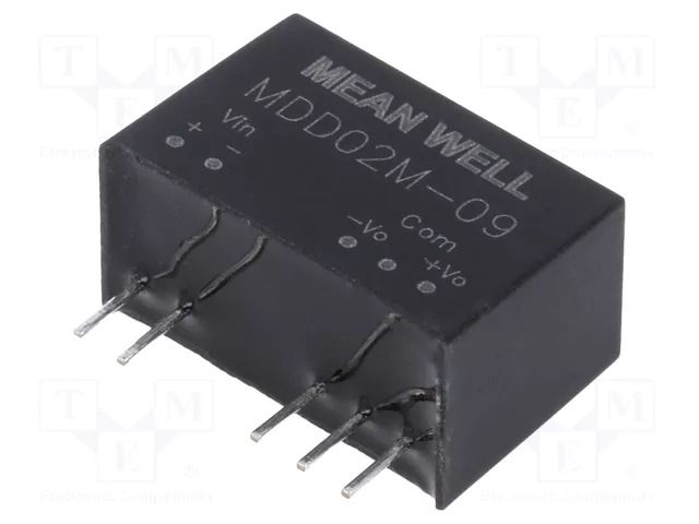 Converter: DC/DC; 2W; Uin: 10.8÷13.2VDC; Uout: 9VDC; Uout2: -9VDC MEAN WELL MDD02M-09