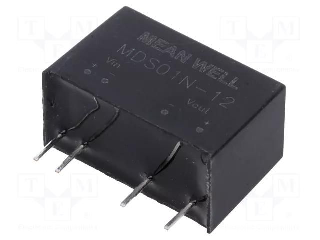 Converter: DC/DC; 1W; Uin: 21.6÷26.4VDC; Uout: 12VDC; Iout: 84mA MEAN WELL MDS01N-12