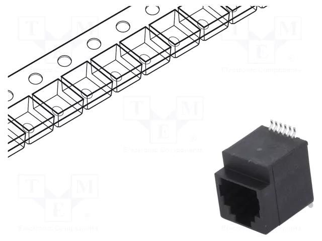 Connector: RJ12; socket; PIN: 6; Cat: 5; 6p6c; SMT; vertical ENCITECH RJJU66141E1V083