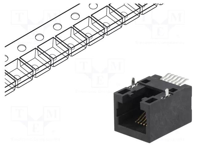 Connector: RJ12; socket; PIN: 6; Cat: 5; 6p6c; SMT; horizontal ENCITECH RJJU66141E3H004