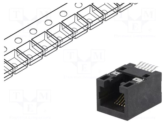 Connector: RJ12; socket; PIN: 6; Cat: 5; 6p6c; SMT; horizontal ENCITECH RJJU66141E3H014