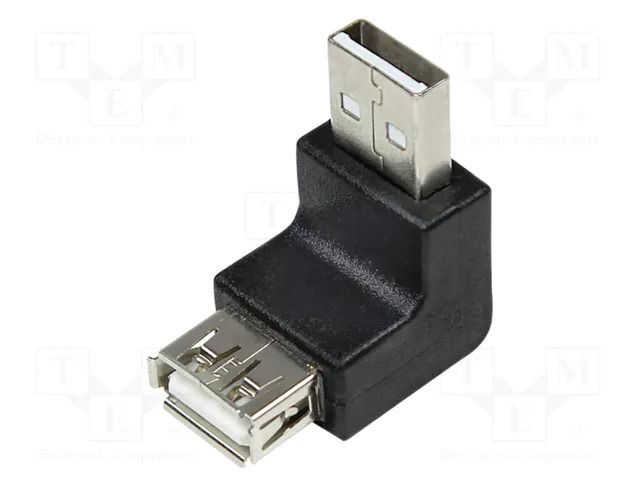 Adapter; USB 2.0; USB A socket,USB A angled plug LOGILINK AU0025