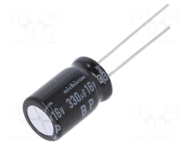 Capacitor: electrolytic; bipolar; THT; 330uF; 16VDC; Ø12.5x25mm NICHICON UEP1C331MPD