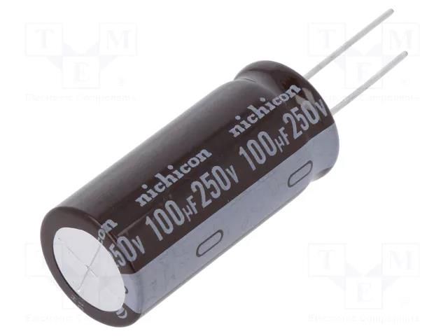 Capacitor: electrolytic; low ESR; THT; 100uF; 250VDC; Ø18x40mm NICHICON UPM2E101MHD