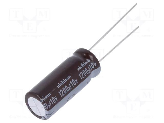 Capacitor: electrolytic; low ESR; THT; 1200uF; 10VDC; Ø10x25mm NICHICON UPM1A122MPD