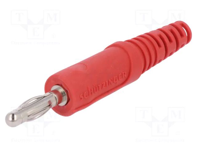 Connector: 4mm banana; plug; 32A; 33VAC; 70VDC; red; non-insulated SCHÜTZINGER FK9LNI-RT