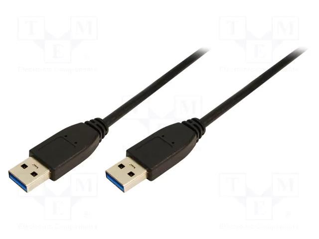 Cable; USB 3.0; USB A plug,both sides; nickel plated; 1m; black LOGILINK CU0038