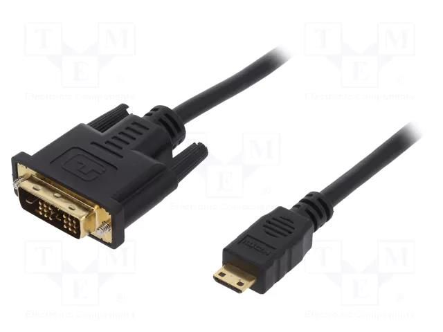 Cable; DVI-D (18+1) plug,mini HDMI plug; 1m; black; HDMI 1.4 LOGILINK CHM002