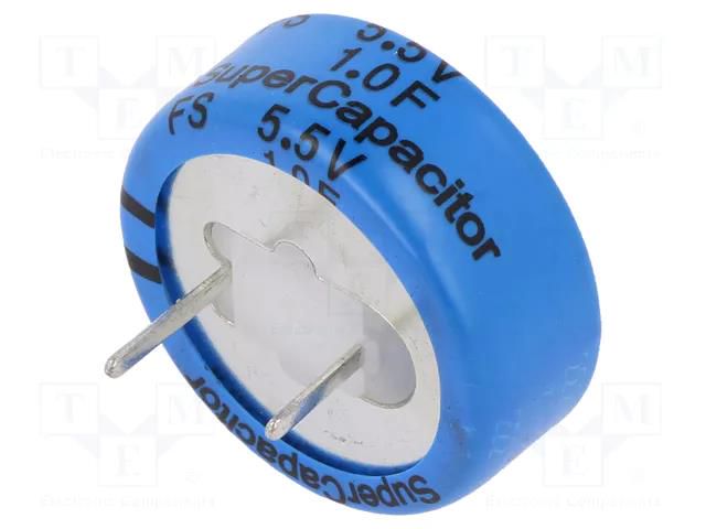 Supercapacitor; THT; 1F; 5.5VDC; -20÷80%; Body dim: Ø28.5x14mm KEMET FS0H105ZF
