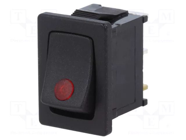 ROCKER; SPST; Pos: 2; ON-OFF; 16A/12VDC; black; IP40; LED,point; 12V SCI R13-66B2-02-BBR