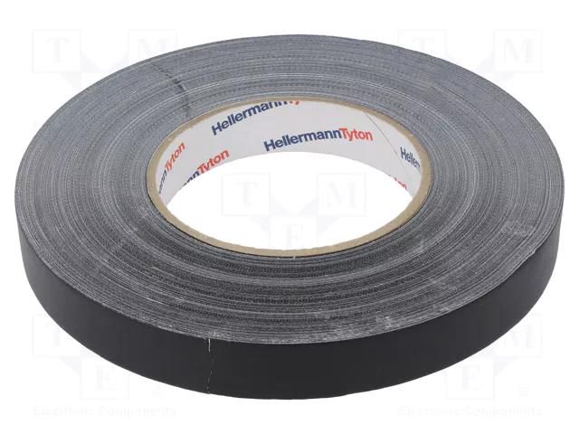 Tape: textile; W: 19mm; L: 50m; Thk: 0.31mm; black; 64N/cm; 10%; cotton HELLERMANNTYTON HTAPE-TEX-19X50BK
