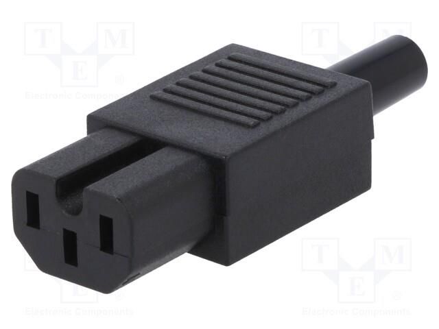 Connector: AC supply; plug; female; 10A; 250VAC; C15; IEC 60320 NINIGI PC-005