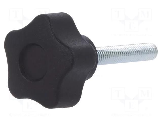 Knob; Ø: 25mm; Ext.thread: M5; 30mm; H: 19mm; technopolymer PA ELESA+GANTER VCT.25P-M5X30-C9