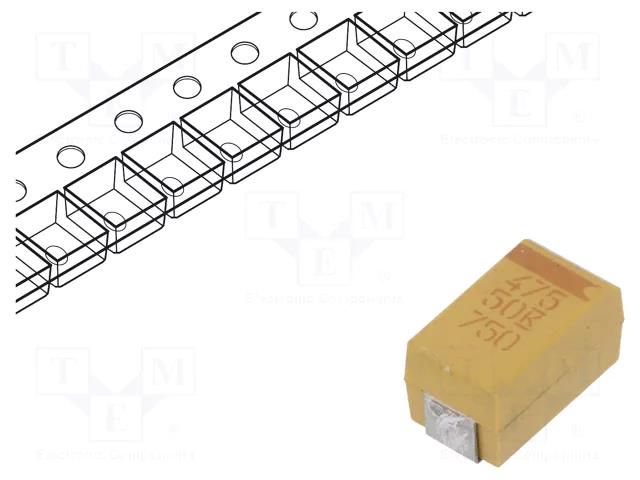 Capacitor: tantalum; low ESR; 4.7uF; 50VDC; SMD; X; 2917; ±10%; T495 KEMET T495X475K050ATE300