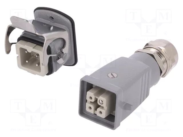Connector: HDC; male + female; HA; PIN: 4; 16A; 400V; 3+PE; size 1 WEIDMÜLLER KIT-HA03.300M