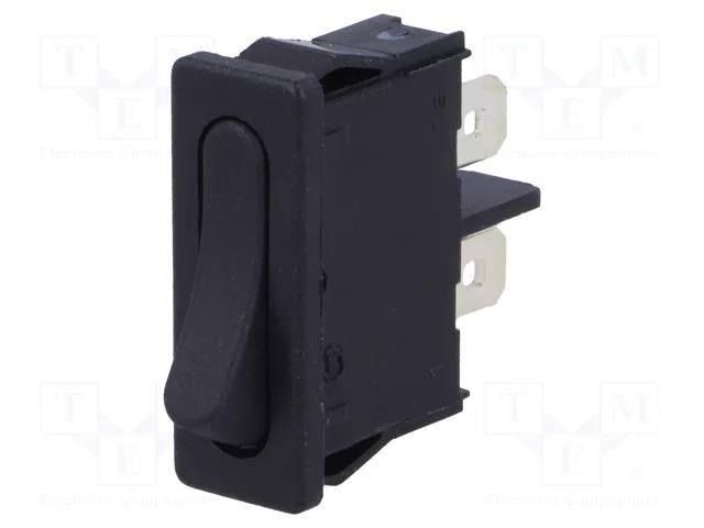 ROCKER; SPST; Pos: 2; OFF-ON; 6A/250VAC; black; IP40; none; 1911 Marquardt 1911.1102