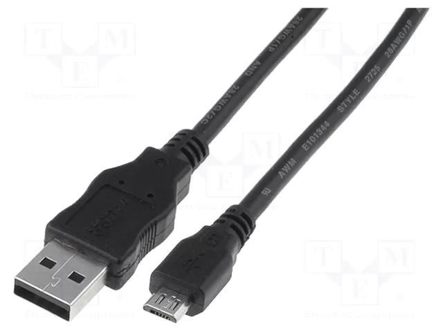 Cable; USB 2.0; USB A plug,USB B micro plug; nickel plated; 1m DIGITUS AK-300110-010-S