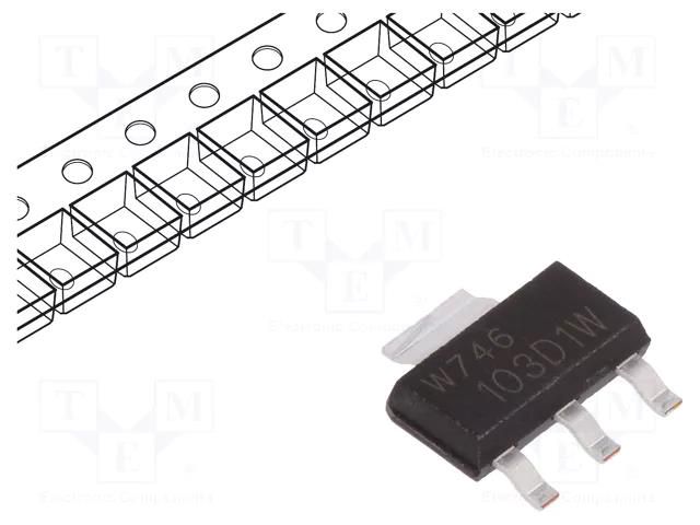 Thyristor; 400V; Ifmax: 0.8A; 0.5A; Igt: 12uA; SOT223; SMD; reel,tape WeEn Semiconductors EC103D1WX