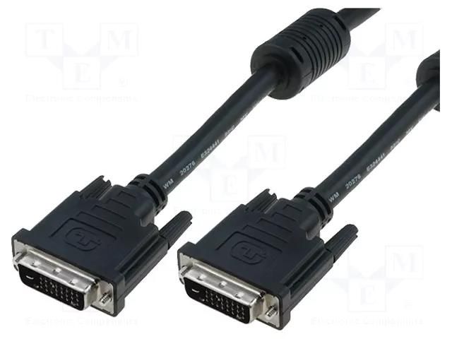 Cable; DVI-D (24+1) plug,both sides; PE; 5m; black; dual link DIGITUS AK-320101-050-S