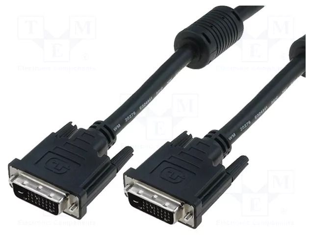 Cable; DVI-D (24+1) plug,both sides; PE; dual link; 5m; black DIGITUS AK-320101-050-S