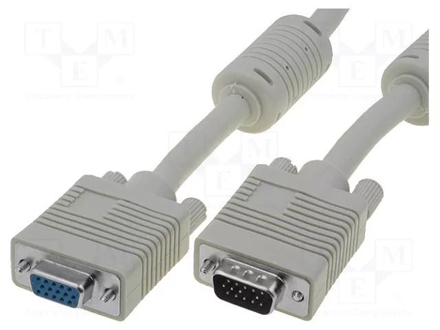 Cable; D-Sub 15pin HD socket,D-Sub 15pin HD plug; grey; 1.8m DIGITUS AK-310203-018-E