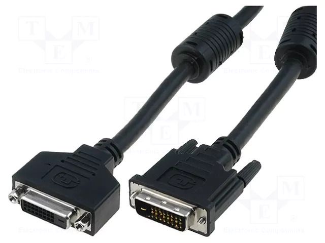 Cable; DVI-D (24+1) socket,DVI-D (24+1) plug; PE; dual link; 5m DIGITUS AK-320200-050-S