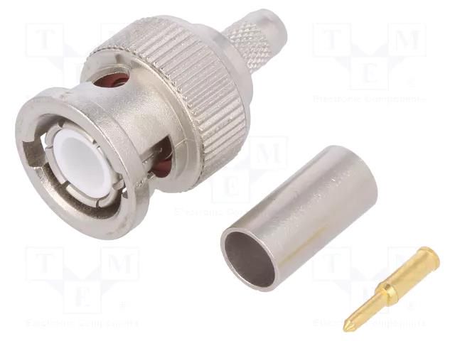 Connector: BNC; plug; male; straight; 50Ω; crimped; for cable TELEGÄRTNER J01000F1255Y