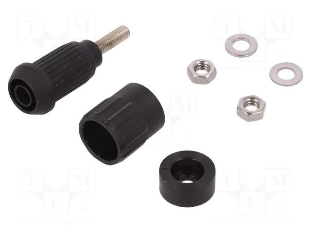 Connector: 4mm banana; socket; 20A; black; screw; insulated STÄUBLI XUB-G-21