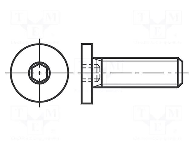 Screw; M8x25; 1.25; Head: cheese head; hex key; HEX 4mm; steel BOSSARD B8X25/BN1206